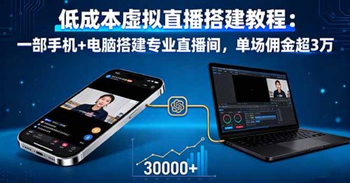 低成本虚拟直播搭建教程:一部手机+电脑搭建专业直播间,单场佣金超3万-知计