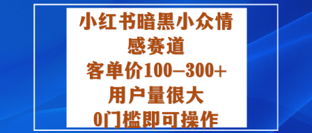 小红书暗黑小众情感赛道，客单价100-300+用户量很大，0门槛即可操作-知计
