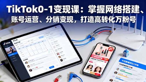 TikTok0-1变现课：掌握网络搭建、账号运营、分销变现，打造高转化万粉号-知计