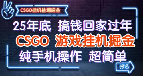 25年底搞钱回家过年,CSGO游戏挂机掘金,纯手机操作超简单-知计