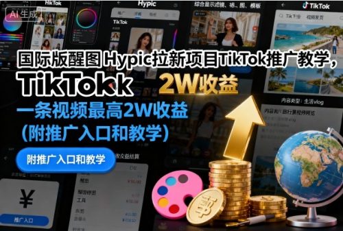 国际版醒图Hypic拉新项目TikTok推广教学,一条视频最高2W收益(附推广入口和教学)-知计