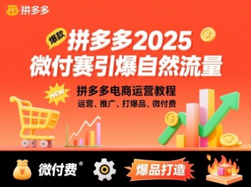 拼多多2025微付费引爆自然流量，拼多多电商运营教程，运营、推广、打爆品、微付费(更新)-知计