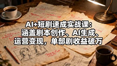 AI+短剧速成实战课：涵盖剧本创作、AI生成、运营变现，单部剧收益破万-知计