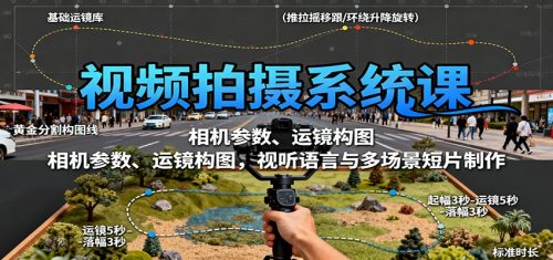 视频拍摄系统课:相机参数、运镜构图,视听语言与多场景短片制作-知计