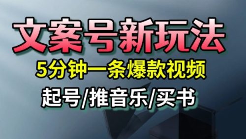 文案号新玩法，5分钟一条爆款视频，流量高，起号快，多方位变现-知计