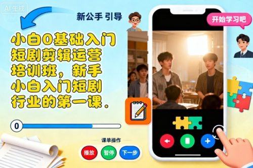 小白0基础入门短剧剪辑运营培训班,新手小白入门短剧行业的第一课-知计