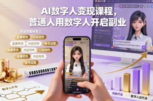 AI数字人变现课程，普通人用数字人开启副业-知计