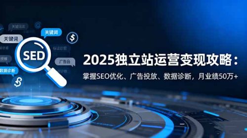 2025独立站运营变现攻略:掌握SEO优化、广告投放、数据诊断,月业绩50万+-知计
