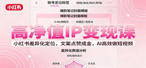 高净值IP变现课:小红书差异化定位,文案点赞成金, AI高效做短视频-知计