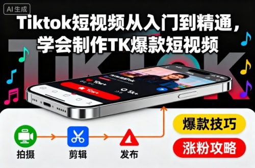 Tiktok短视频从入门到精通，学会制作TK爆款短视频-知计