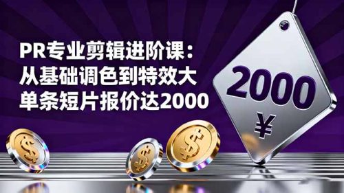 PR专业剪辑进阶课:从基础调色到特效大片的进阶技能,单条短片报价达2000-知计