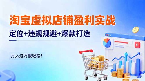 淘宝虚拟店铺盈利实战：定位+违规规避+爆款打造，月入过万很轻松！-知计