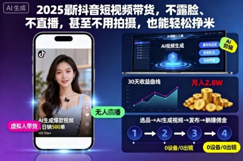 2025最新抖音短视频带货，不露脸、不直播，甚至不用拍摄，也能轻松挣米-知计