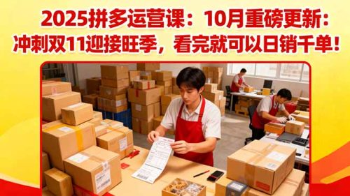 2025拼多多运营课:10月重磅更新:冲刺双11迎接旺季,看完就可以日销千单-知计