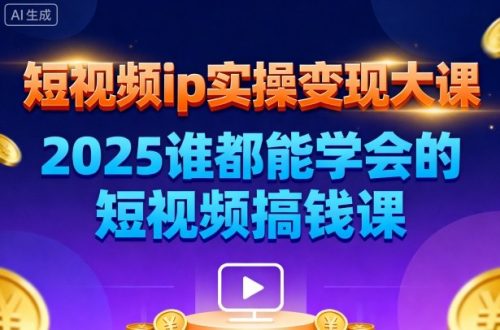 短视频ip实操变现大课，7月26-27日广州站线下课，2025谁都能学会的短视频搞钱课-知计