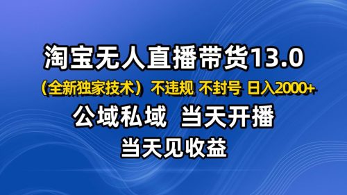 淘宝无人直播13.0，公域私域技术，不封号，不违规 布局下半年旺季赛道，日入2000+