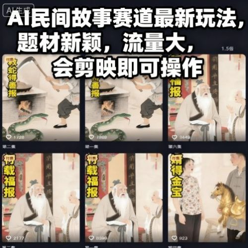 AI民间故事赛道最新玩法,题材新颖,流量大,会剪映即可操作-知计