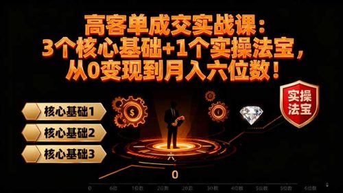 高 客单成交实战课:3个核心基础+1个实操法宝,从0变现到月入六位数!-知计