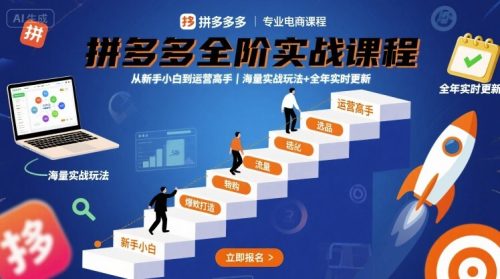 拼多多全阶实战课程,从新手小白到运营高手,海量实战玩法+全年实时更新【2025年10月更新】