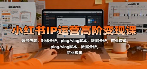 小红书IP运营高阶变现课:账号包装,对标分析,plog/vlog脚本,数据分析,商业接单-知计
