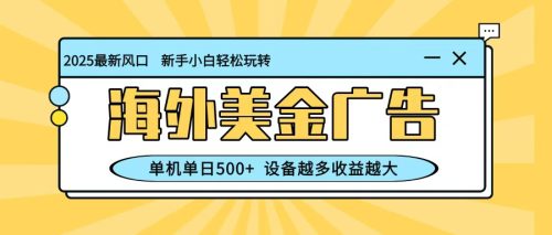 最新蓝海项目,海外美金广告,单机单日500+,可矩阵放大,设备越多收益越大-知计