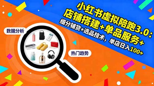 小红书虚拟陪跑3.0:店铺搭建+单品服务+细分铺货+选品技术,单店日入100+-知计