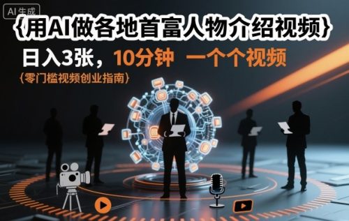 用AI做各地首富人物介绍视频,日入3张,10分钟一个视频-知计