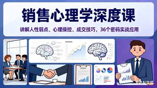 销售心理学深度课,讲解人性弱点、心理操控、成交技巧,36个密码实战应用-知计