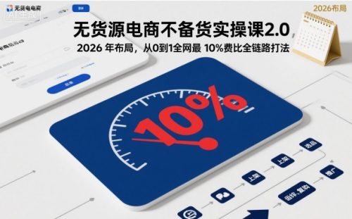 无货源电商不备货实操课2.0,2026年布局,从0到1全网最低10%费比全链路打法【更新中】-知计