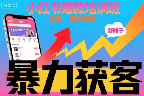 小红书爆款培训班，小红书获客野路子流量打法，暴力持续获客-知计