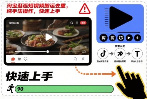 淘宝逛逛短视频搬运去重，纯手法操作，快速上手-知计