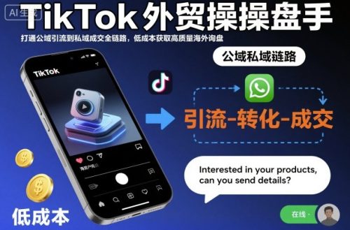 TikTok外贸操盘手，打通公域引流到私域成交全链路，低成本获取高质量海外询盘-知计