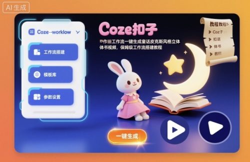 Coze扣子工作流一键生成童话皮克斯风格立体书视频，保姆级工作流搭建教程-知计