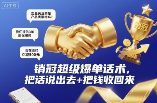 销冠超级爆单话术，把话说出去+把钱收回来-知计
