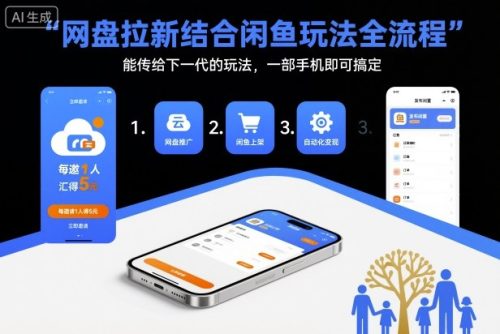 网盘拉新结合闲鱼玩法全流程，能传给下一代的玩法，一部手机即可搞定(附入口渠道以及实操教程)-知计