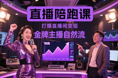 直播陪跑课，金牌主播自然流打爆直播间，复制高变现玩法-知计