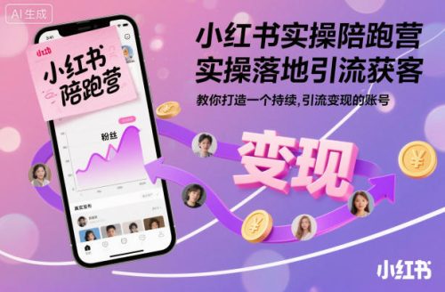 小红书实操陪跑营，实操落地引流获客，教你打造一个持续引流变现的账号-知计