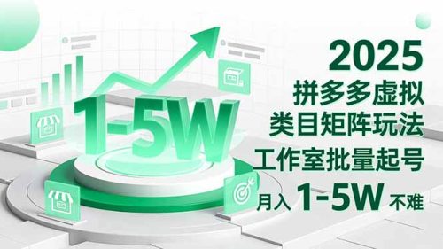 2025 拼多多虚拟类目矩阵玩法，工作室批量起号，月入 1-5W 不难