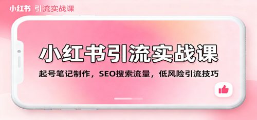 小红书引流实战课：起号笔记制作，SEO搜索流量，低风险引流技巧