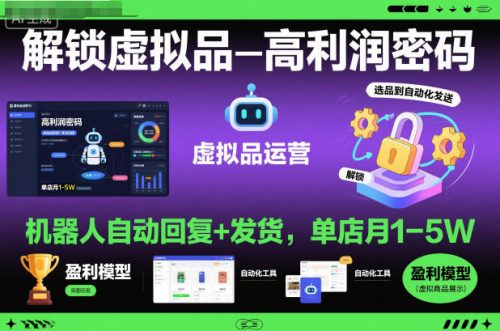 解锁虚拟品高利润密码：机器人自动回复+发货，单店月1-5W【揭秘】-知计