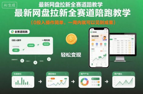 最新网盘拉新全赛道陪跑教学，0投入操作简单，一周内就可以见到成果-知计