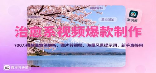 治愈系视频爆款制作,700万播放量案例解析,图片转视频,海量风景提示词,新手直接用-知计