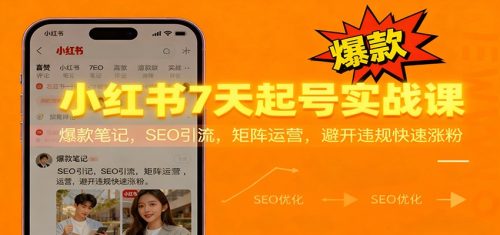 小红书7天起号实战课：爆款笔记，SEO引流，矩阵运营，避开违规快速涨粉-知计