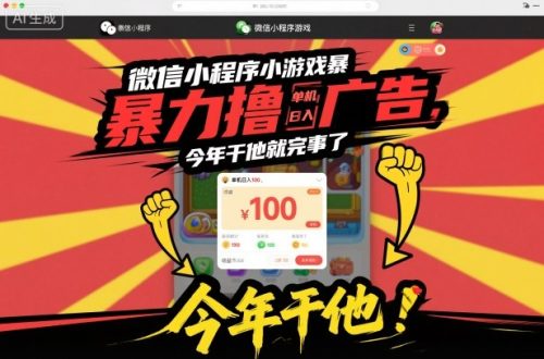 微信小程序小游戏暴力撸广告，单机日入100，今年干他就完事了