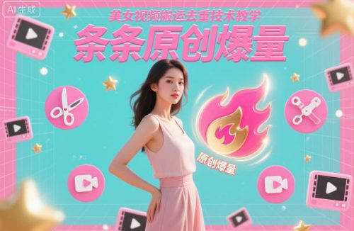 美女视频搬运去重技术教学，条条原创爆量-知计