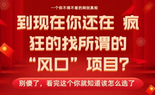 马上26年了，你还在找所谓的风口项目？别傻了，看完这个你全都懂了！【揭秘】-知计