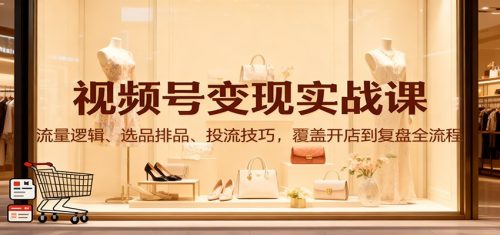 视频号变现实战课：流量逻辑、选品排品、投流技巧，覆盖开店到复盘全流程-知计