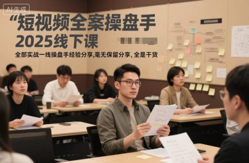 短视频全案操盘手2025线下课，全部实战一线操盘手经验分享，毫无保留分享，全是干货-知计