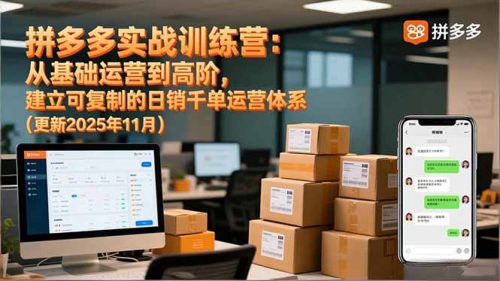 拼多多实战训练营：从基础运营到高阶，建立可复制的日销千单运营体系(更新11月-知计