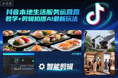 抖音本地生活服务运营教学+剪辑拍摄AI最新玩法-知计